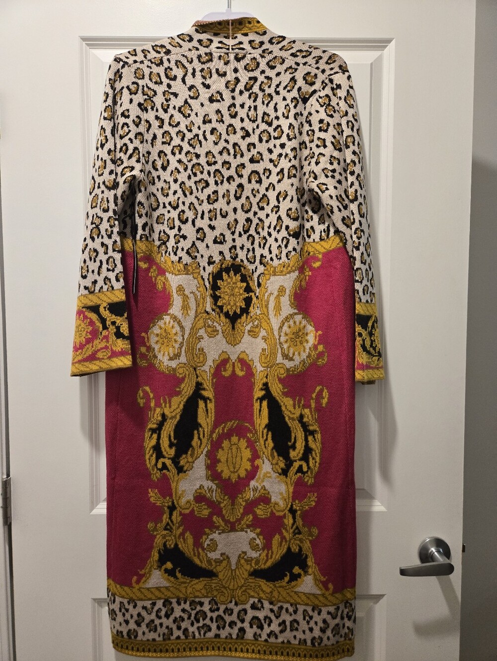 NWT Max Sport Women's Long Leopard Mix Print Duster Cardigan Sweater - Size S - Picture 7 of 7